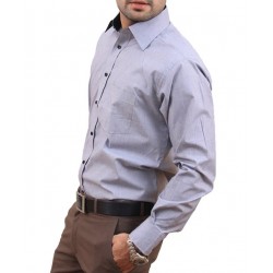Silver Grey Men Formal Shirt